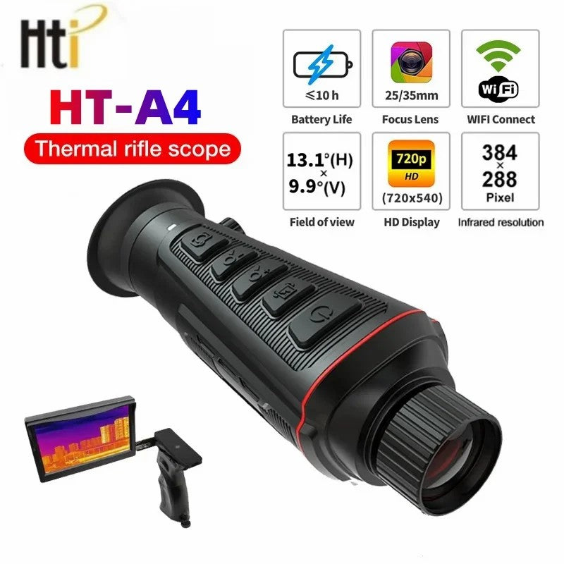 HT-A4 Hunting Thermal Imager Monocular 384x288 50Hz Support for Photos and Videos Thermal Camera Telescopes for Patrol Travel HT-A4 Hunting Thermal Imager Monocular 384x288 50Hz Support for Photos and Videos Thermal Camera Telescopes for Patrol Travel